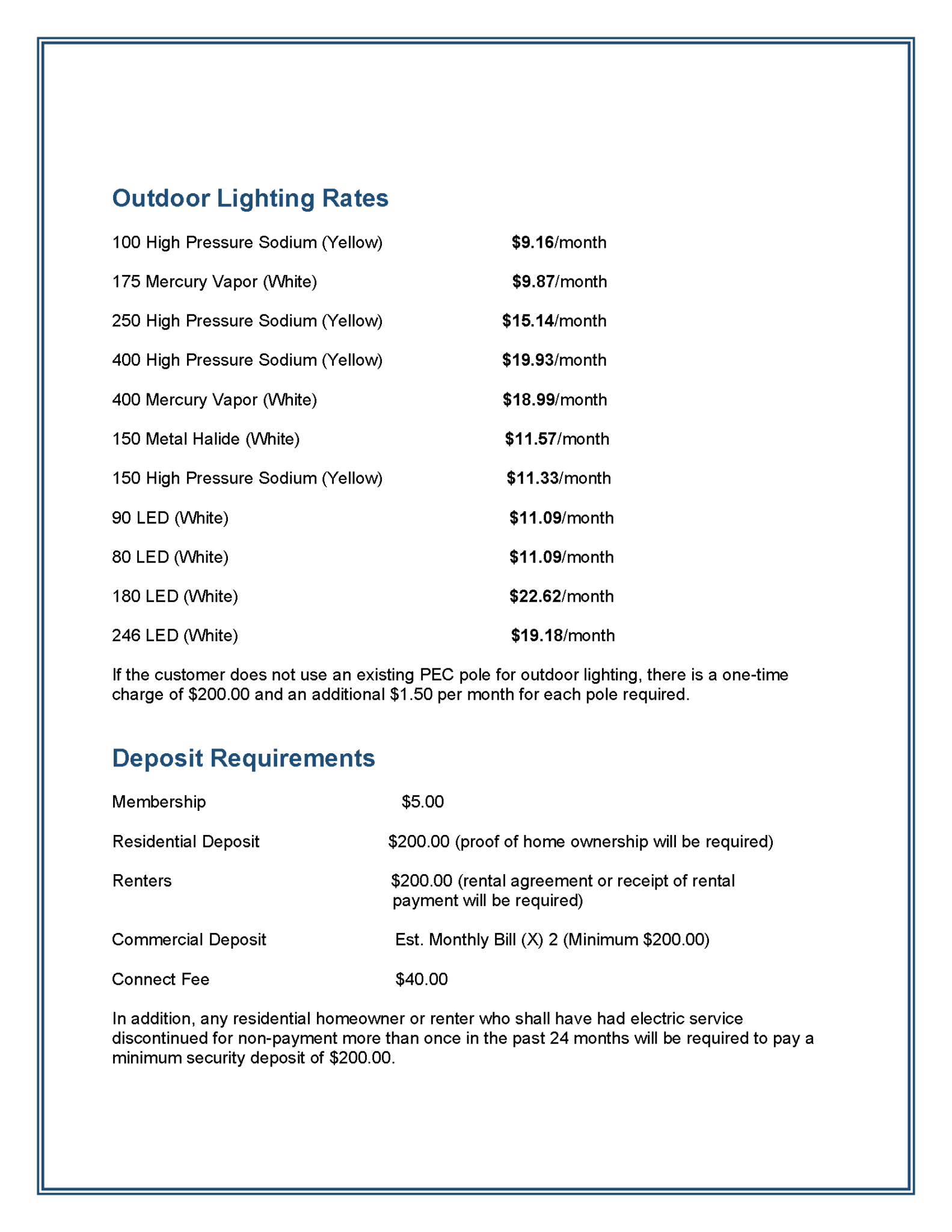 Rates 2025 - Plateau Electric Cooperative